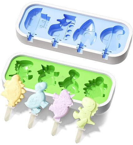 2 Piezas Moldes de Helado Silicona, Moldes para Helados con Tapa y 12 Palitos Reutilizables, Popsicle Moldes Sin BPA, Moldes Paletas para Niños, DIY Moldes Helados Moldes para Polos