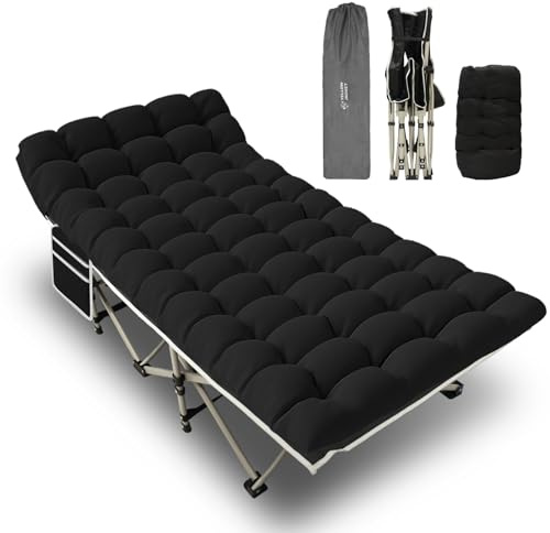 YELLOW JACKET Camping Cot with Mattress for Adults, Upgraded 32 Wide Folding Sleeping Cot, Portable Camping Cot with Carry Bag, Cot for Camping 600lbs Max Load, Home,Office,Travel
