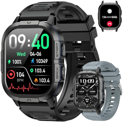 Smart Watch for Men Fitness Tracker: Waterproof Military Digital Mens Watches Running Make Answer Call Smartwatch Android Phone iPhone Samsung Compatible Sleep SpO2 Heart Rate Monitor Step Pedometer