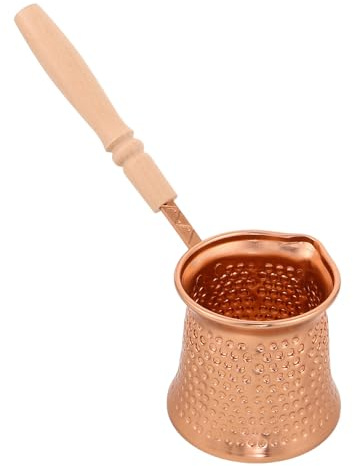 LOORGVEL Cafetière Turque Vintage 350ml en Aluminium avec Poignée en Bois, Multifonction pour Cuisson sur Cuisinière, pour Camping et Réunions Intimes