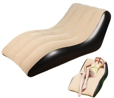 FARYODI Divano gonfiabile con poggiapiedi, poltrona gonfiabile, divano ad aria impermeabile, gonfiabile, superficie del divano floccato, per soggiorno, gonfiabile, all'aperto, campeggio