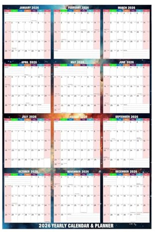 CGACCSD Calendario da parete 2026, 86 x 61 cm, agenda da parete a secco su entrambi i lati, calendario annuale da parete, per l'apprendimento delle abitudini, scuola, appuntamenti, viaggi e vacanze