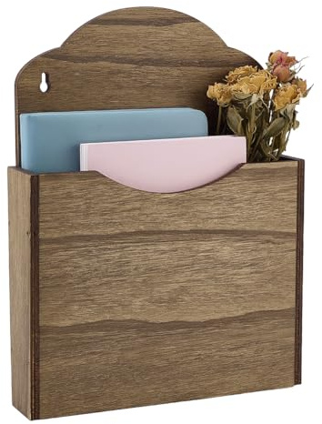 PH PandaHall Portariviste da Parete in Legno 22.5x18.1x30.3cm Porta Posta Muro Organizzatore Posta Legno Porta Riviste Appeso Organizzatore Cartelle per Ufficio Casa