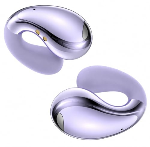 Boytond Auricolari ultra aperti, comodi auricolari a clip a conduzione ossea, cuffie sovrauricolari aperte con struttura impermeabile per corsa, allenamenti in palestra e sport all'aria aperta, viola