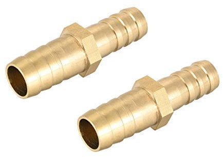 sourcing map Raccord Cannelé Tuyau Laiton Réducteur à Ardillon Droit Connecteur Coupleur Tube Adaptateur Barb 12mm x 10mm (2pcs)