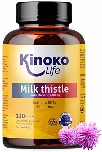 MARIENDISTEL 120 Kapseln HOCHDOSIERT | 600 mg | 80% Silymarin-Extrakt | Ohne Magnesiumstearat | Entgiftung, Leber und Gallenblase | Erleichtert die Verdauung | Glutenfrei | VEGAN | Non GMO