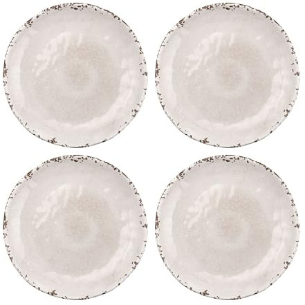 UP Crackle Melamine Round Dessert Plates, Small Serving Plates, for Appetizer, Snacks, and Side Dishes, Cream, 6 Inch, Set of 4