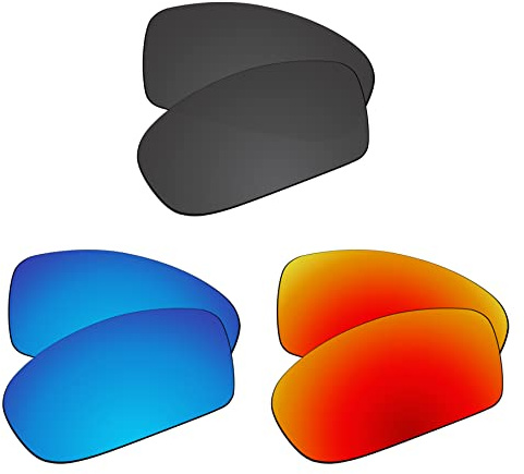 EZReplace Verres de rechange pour lunettes de soleil Oakley Crankcase OO9165 (verres polarisés), Noir carbone + bleu glacier + rouge feu, taille unique
