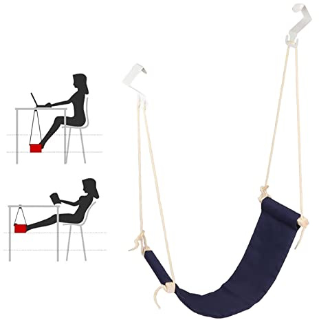 Hamaca para Pies Debajo del Escritorio Reposapiés, Reposapiés Ajustable para Oficina, Hamaca para Pies, Transpirable, Ajustable, Portátil, Debajo del Escritorio, Reposapiés, Columpio para(azul)