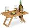 Relaxdays Mini-Table portative, Pliable, HxLxP : 20x40x30 cm, Encoche 4 Verres de vin et 1 Bouteille, Bambou, Nature