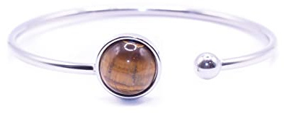 ZARZAMORA -Pulsera de piedra Natural y Acero Inoxidable Flexible y Ajustable - Piedra Gema Curativa Energética - Amuleto de Protección- Regalo Original(Ojo de tigre, Acero inoxidable plateado)