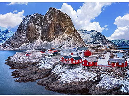 HUADADA Jigsaw puzzles for adults 1000 piece jigsaw puzzles for adults Challenging Game (Hamnoy Fishing Village) (GSSQ0019)