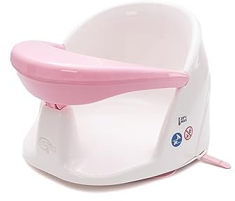 BabyDam Orbital - Baby Bath Seat - 360° Rotation - Powerful Suction Cups - Suitable from 5 Months Plus - White/Pink