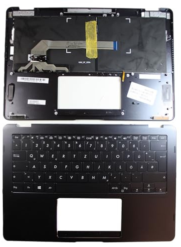 Power4Laptops Tysk med topcase svart ersättning för bärbar dator tangentbord kompatibel med Asus UX370UAC4217T