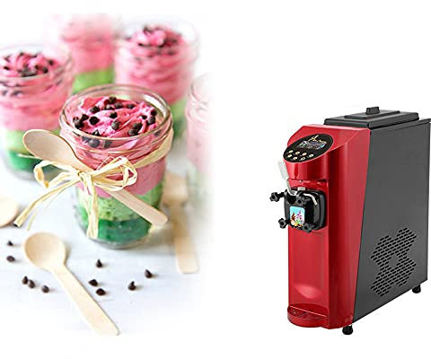 QXIWAOE Macchina per Gelato Soft Commerciale da 16 l/h, Macchina per Gelato Automatica da Tavolo da 1000 W, Morbidezza del Gelato Regolabile, CE/FCC/CCC/PSE, Arancione, 68x24x71 cm (Rosso)