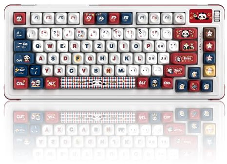 MageGee AIR75 Kabellose mechanische Tastatur QWERTZ, 75% Dichtung Hot-Swap-fähige RGB-Gaming-Tastatur, BT/2.4G/USB-C Creamy TKL-Tastatur mit 5-Schicht-Polsterung, PBT-Tastenkappen für Win/Mac(Panda)