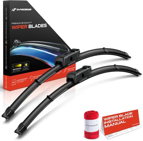 A-Premium 24 and 20 Windshield Wiper Blades Compatible with Audi A4/Q5/A5/S4, Q3, A4 Quattro, allroad, RS5, S5, SQ5 - TLPN Connector, with Wear Indicator & Towel, Left and Right (Pack of 2)