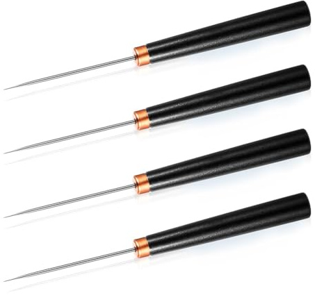 Luobannm 4pcs Shaving Awl Tools with Wooden Handle, Sewing Awl Set Kit Tailor Awl for Punching Stitching Awl Repair Tool for DIY