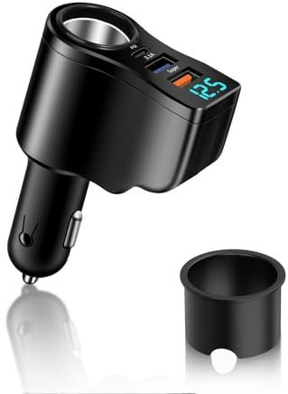 106W 4-in-1 Cigarette Lighter USB Splitter, 30W PD&QC3.0 Car Charger 12V/24V, Quick Charge, Mini USB Adapter, Car Accessories for iPhone 16/15/14 Pro Max.