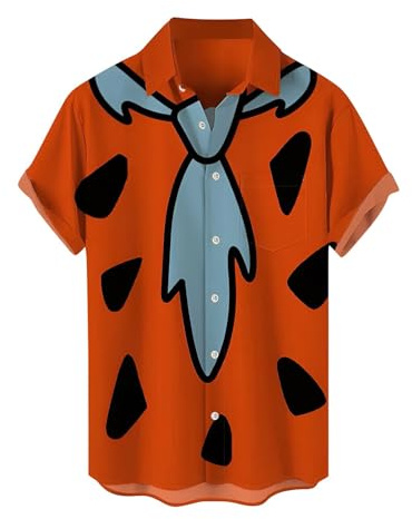 Sommartröjor för män UK roliga Hawaiianska skjortor 3D-tryckt semesterskjorta lös vardaglig kortärmad skjorta knapp ner sommar Hawaiian maskeradklänning normal passform festkläder, Orange, XL
