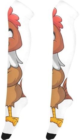 Medias de pollo enojado de dibujos animados blancas sobre la rodilla, medias altas hasta el muslo, calcetines para mujer