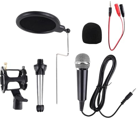 Ensemble de microphones à condensateur avec support de bureau pour microphone en mousse avec support de bureau pour microphones de classe en ligne et diffusion en direct