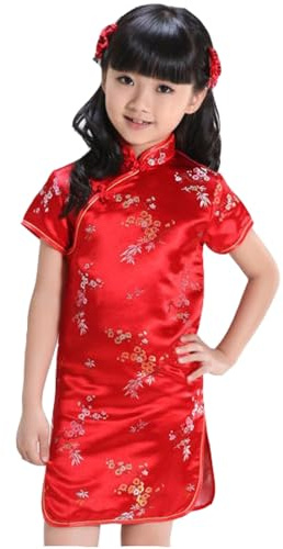 Robe d'été fille robe chinoise Qipao bébé fille nouvel an vêtements floral manches courtes cheongsam enfants anniversaire fête tenues