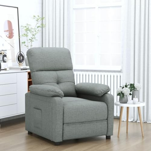 Festnight Sillón Relax Reclinable Manual Tapizado en Tela Acolchado con Bolsillos Laterales Butaca Reclinable Sillones para el salón para Salón Oficina Dormitorio Gris Oscuro Type-7
