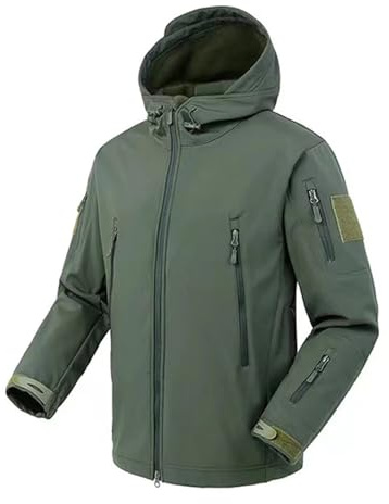 UBOHUZ Herr höst vinter softShell fleece vattentäta jackor manlig huva rockar fiske vandring camping klättring skidåkning för utomhus, Färg 3, 5XL