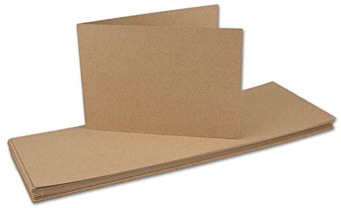 DIN A6 Faltkarten Doppelkarten | Sand-Braun | 50 Stück | Einladungskarten, Menükarten, Blanko-Karten | 105 x 148 mm | Klappkarten | Printable für Drucker geeignet | Grammatur: 240g / qm