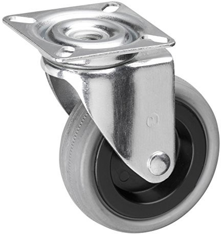 Metafranc 800660 Rueda giratoria diámetro, 60 x 60 mm, de Goma, rodamiento de Deslizamiento, Ø 75 mm