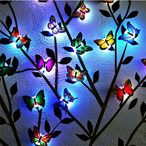 wecan 24Pack Mariposas Luminosas Led 3d Mariposas Neon Adhesivas Uso para Decoracion Habitacion Niña, Mariposas Luces Led Lámparas Mariposa Luminosa para Habitación de Niños o Arbol de Navidad