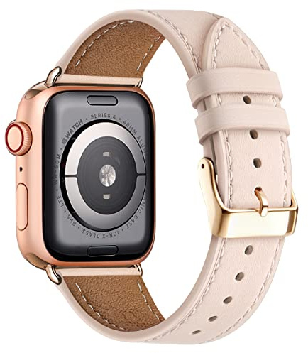 QAZNZ Genuine Leather Straps for Apple Watch Strap for Women Men Dressy