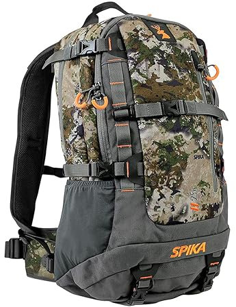 SPIKA Hunting Backpacks for Men, 25L Camo Hunting Day Pack with Water Bladder, Removable Waist Belt, Rifle Holder, Internal Ammo Storage and Rain Cover