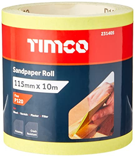 TIMCO 120 Grit Sandpaper Roll - Yellow -115mm x 10m