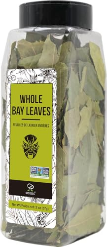 Soeos Bay Leaves Whole, 2 oz(57g), Non-GMO Verified, Dried Leaf, Freshly Packed to Keep Fresh, Laurel Herbs for Cooking, Dried Bay Leaves, Fresh, Green