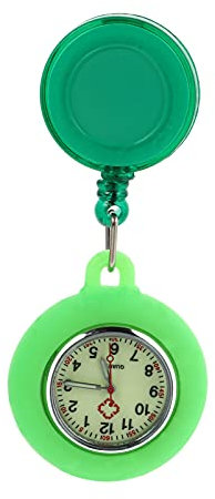 iplusmile Taschenuhr Einziehbar Fluoreszierend Armbanduhr Analogue Quarzuhr Ansteckuhr Brosche Krankenschwesternuhr Pflege FOB- Uhr für Doktor Pfleger Abschluss Grün