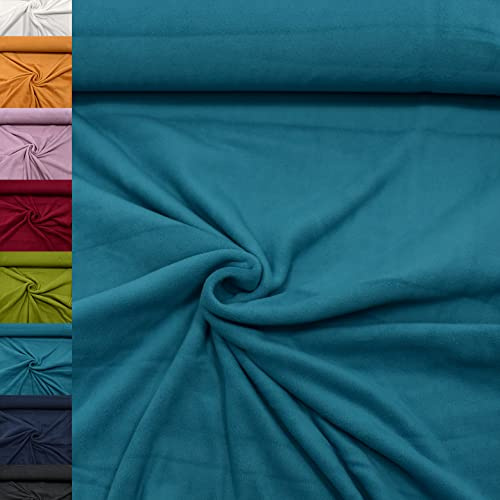 MAGAM-Stoffe Lisa Micro-Fleece Stoff uni Antipilling Meterware 50cm (11. Petrol)