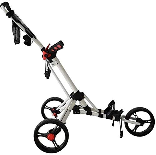 Mehrzweck-Golf-Push-Cart, Golf-Trolley, Faltbarer Golf-Trolley-Sitz, Weiß, 3-Rad-Push-Pull-Club-Wagen, Anzeigetafel und Schirmhalter