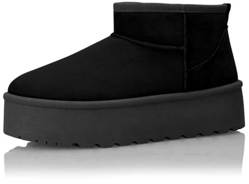 Procity Bottines pour femmes à doublure chaude, boots à plateforme avec semelle profilée, Noir 2, 39 EU