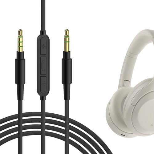 GEEKRIA Câble audio avec micro compatible avec Sony WH-1000XM5 WH-1000XM4 WH-CH520 WH-CH720N WH-910N INZONE H5, câble stéréo de rechange avec microphone en ligne (1,7 m)