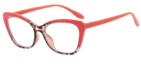 MUTYNE Cat Eye Computer-Brillen, Damen, blaues Licht, blockierende Brillengestelle, Vintage-Dekoration, gefälschte Brillen, roter Leopard, Einheitsgröße