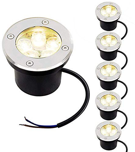 6pcs Spot Encastrable au Sol Rond, 5W LED Extérieur Spot Lumière Souterraine for Terrasse Bois Plafond Patio Cour Escalier Jardin Luminaires Extérieur Décoration, 12V/220V ( Couleur : Blanc froid , Ta