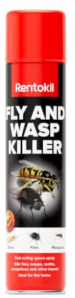 Rentokil Fly & Wasp Killer Spray – 600ml Large Format- Fast-Acting Space Spray to Kill Flies, Moths & Mosquitoes - Targeted Household Insect Control for Indoor Use