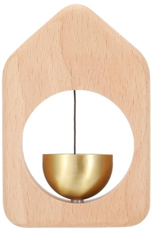 PATIKIL Timbre de Mercader, Timbre de Puerta de Madera con Campanillas Magnéticas Timbre de Puerta de Metal con Autoadhesivo para la Apertura de Negocios, Beige, Casa