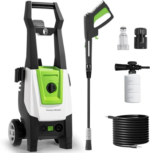 Nettoyeurs haute pression, 2000 W, 160 bar, 7,5 l/min, nettoyeur haute pression avec buse réglable, canon à mousse et tuyau de 5 m, nettoyeur haute pression pour nettoyage de voitures, terrasse