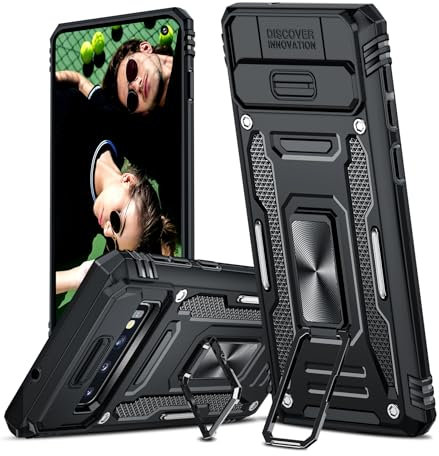 LeYi for Samsung Galaxy S10(Not Fit S10+) Phone Case, with Camera Lens Cover Slider and Ring Stand Holder, Military Grade Hard Protective Cover Tough Armour Case for Samsung Galaxy S10, Black