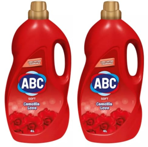 ABC flytande tvättmedel Camellia Love 4 L – 2-pack, långvarig doft för vita och färgglada textilier