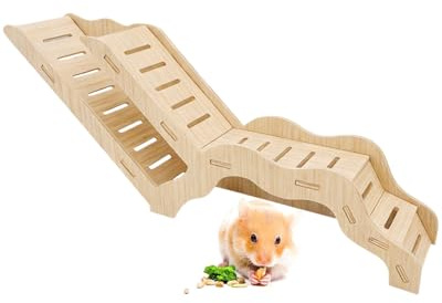 LEEQBCR 1 pièce Cachette et tunnel d'exploration polyvalent en bois pour hamsters avec échelle d'escalade pour hamster et explorateur pour gerbilles hamsters petits animaux domestiques
