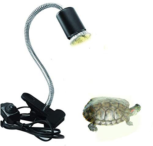 FYSW E27 Pet Lizard Tortoise Reptile Lamp Holder Basking Light,Heat Spotlight Holder With Clamp Lamp Fixture & 360 ° Rotating neck,75W Lamp For Reptiles, Lizards, Turtle Snakes Aquarium (Black)